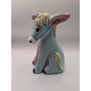 Lefton Japan colorful ragdoll style ceramic donkey coin bank H3956 6" unique